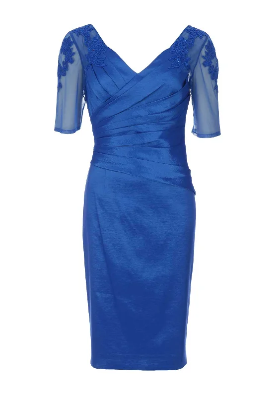 Year-End Clearance Ispirato Applique Trim Ruched Dress, Laguna Blue