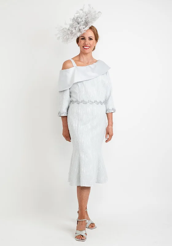 Don't Wait Lizabella Cold Shoulder Fit & Flare Midi Dress, Silver