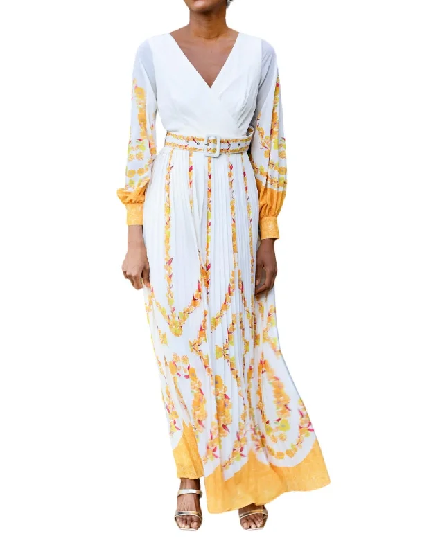 Weekend Special In The Wind Maxi Dress In White And Yellow