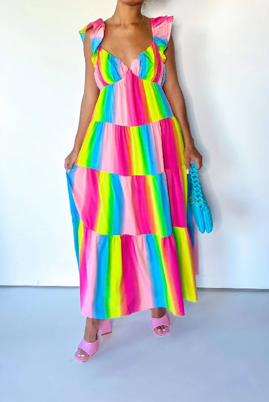 Price Cut Ombre Maxi Dress In Rainbow