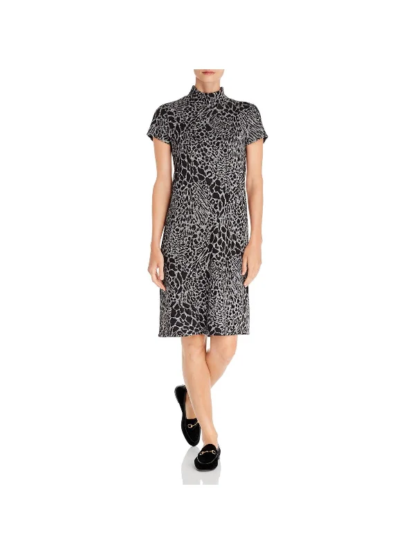 Mega Sale LEOTA Womens Animal Print Short Sleeve Mock Neck Above The Knee Wear To Work Sweater Dress Mega Sale LEOTA Womens Animal Print Short Sleeve Mock Neck Above The Knee Wear To Work Sweater Dress