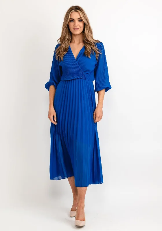 Shop and Save Seventy1 One Size Pleated Wrap Midi Dress, Royal Blue