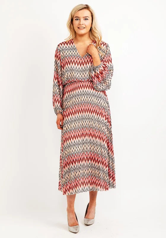 Referral Discount Seventy1 One Size Zig Zag Print Dress, Beige Red Multi