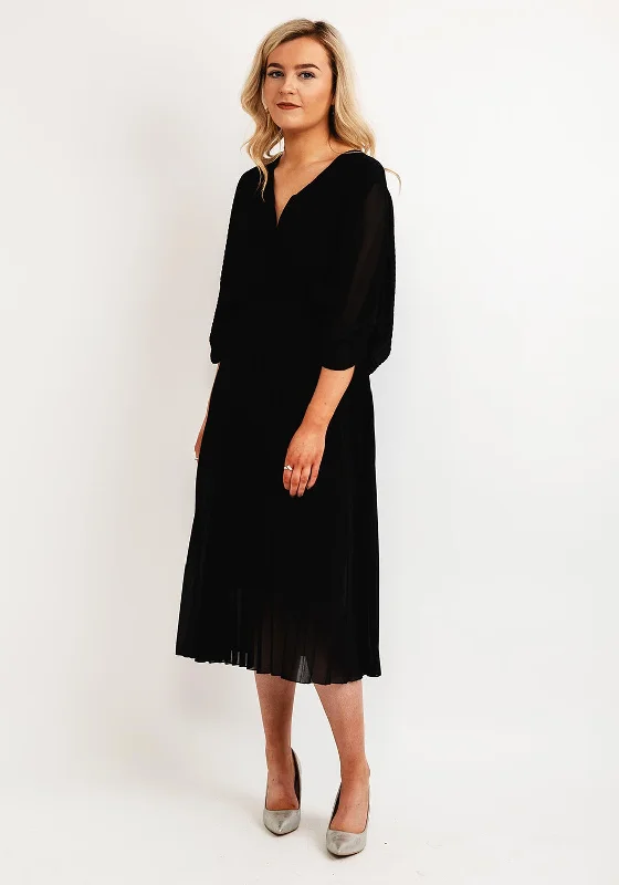 Midnight Sale Seventy1 One Size Batwing Pleated Midi Dress, Black