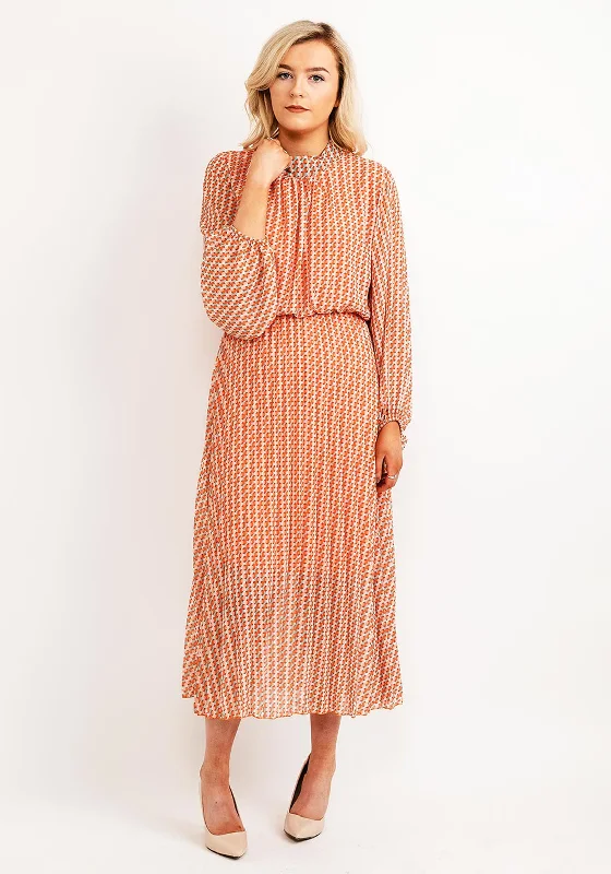 Super Bargain Seventy1 One Size Patterned Blouson Waist Maxi Dress, Orange