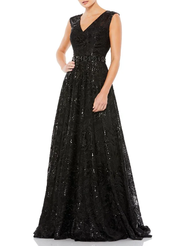Today's Special Womens Embroidered Sequin Evening Dress