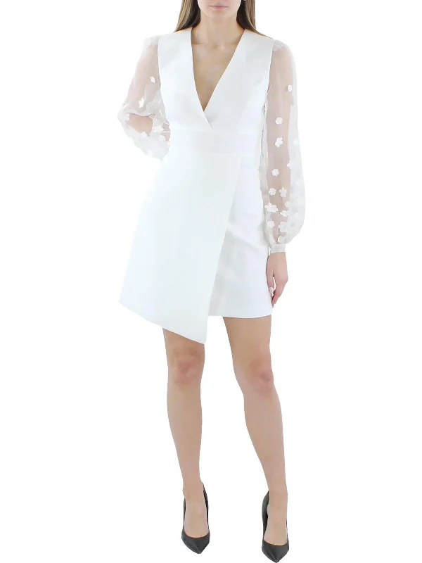 Don't Miss Womens Floral Sheer Sleeve Cocktail And Party Dress