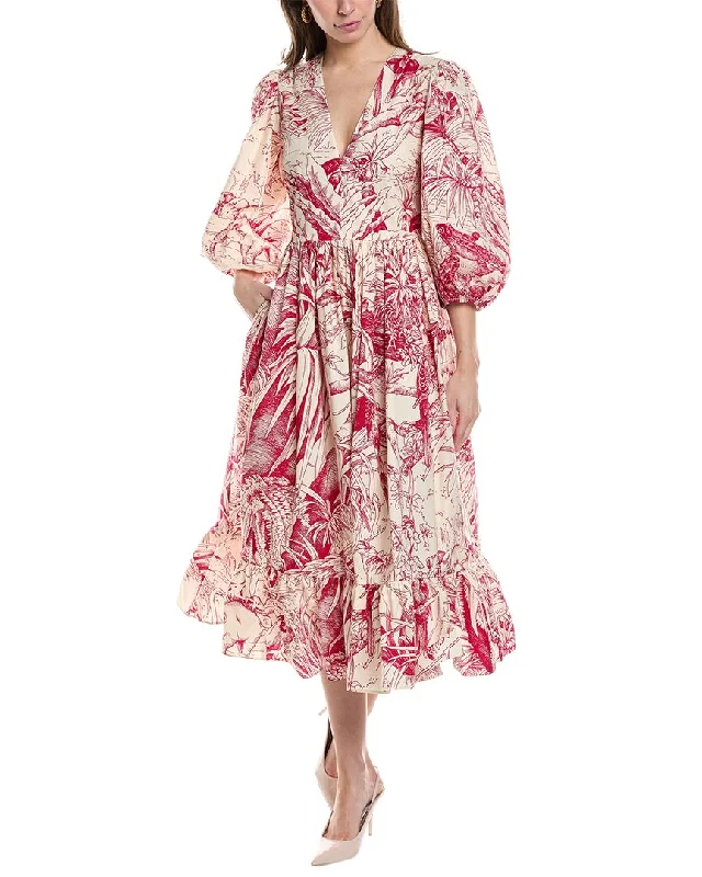 Instant Savings RED Valentino Elbow Sleeve Midi Dress