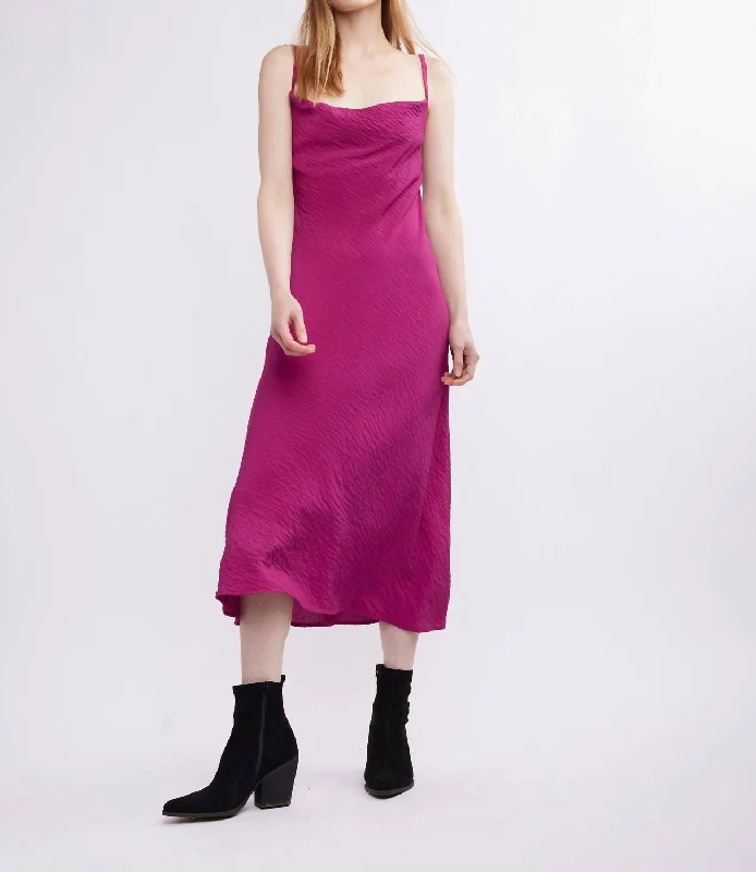 Savings Galore Norah Midi Slip Dress In Magenta