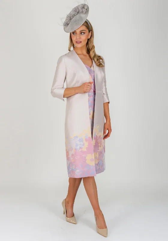 Best Bargains John Charles Floral Dress & Coat UK Size 10, Champagne Multi