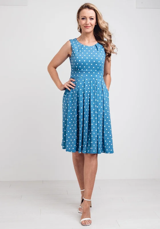 Seasonal Sale Jolie Moi Polka Dot Sleeveless Dress, Blue