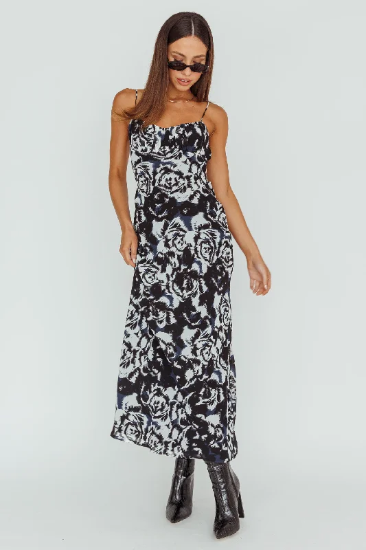 Bargain Blast Nerida Twist Back Maxi Dress Swirl Black