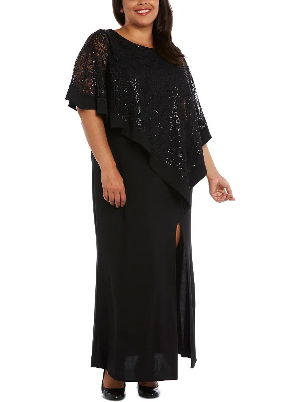 Price Meltdown Womens Lace Overlay Sequined Party Dress
