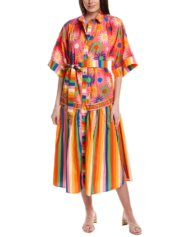 Hot Deal FARM Rio Graphic Macaws Mixed Midi Dress