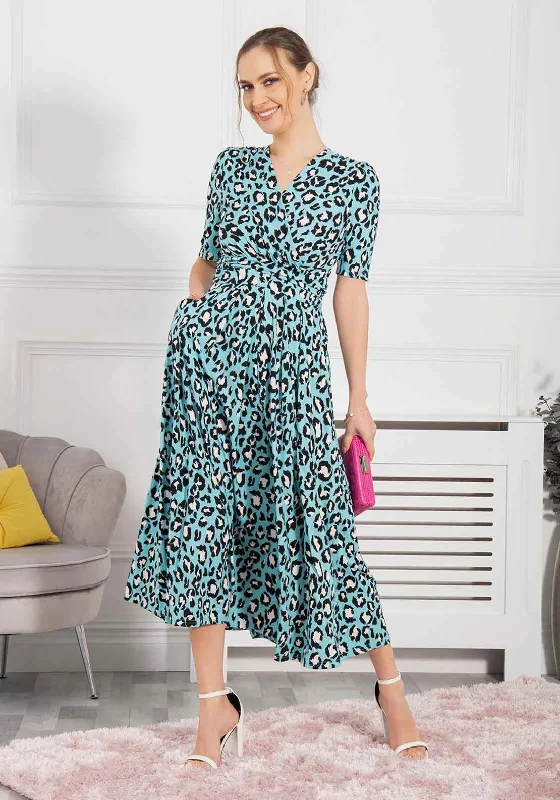 Daily Deals Jolie Moi Josie Animal Print Maxi Dress, Aqua Blue