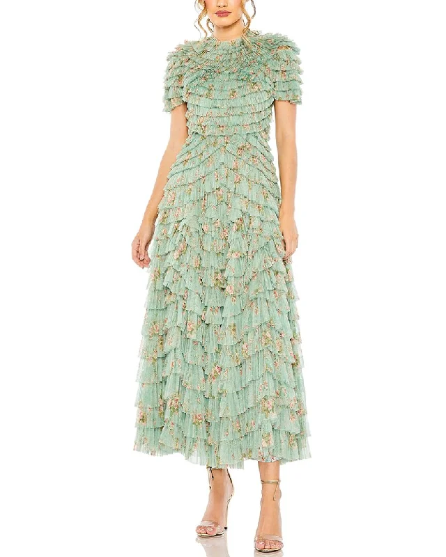 Get It Before It’s Gone Mac Duggal Ruffle Tiered Short Sleeve A-Line Dress