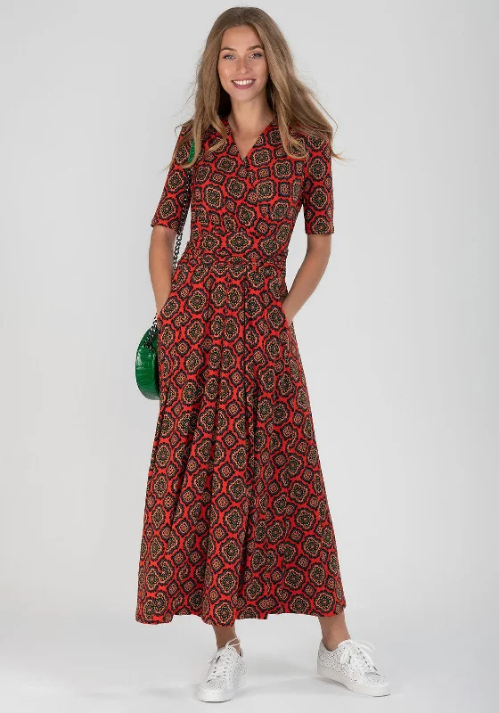 Bargain Bin Jolie Moi Aztec Print Midi Dress, Red Multi