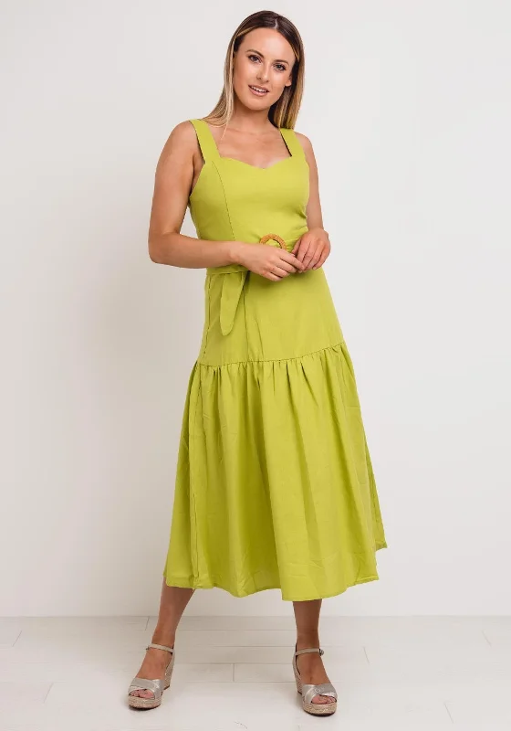 Online Specials Seventy1 Belted Midi Smock Dress, Green