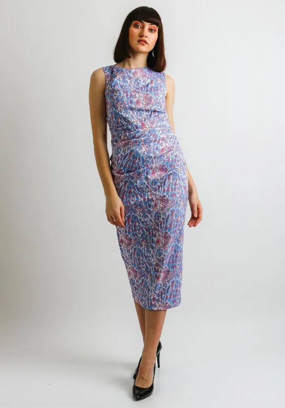 Customer Appreciation Sale Kevan Jon Alice Animal Print Dress & Cape, Blue