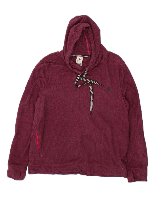 Closeout ADIDAS Womens Hoodie Jumper UK 20/22 XL Maroon Flecked Polyester