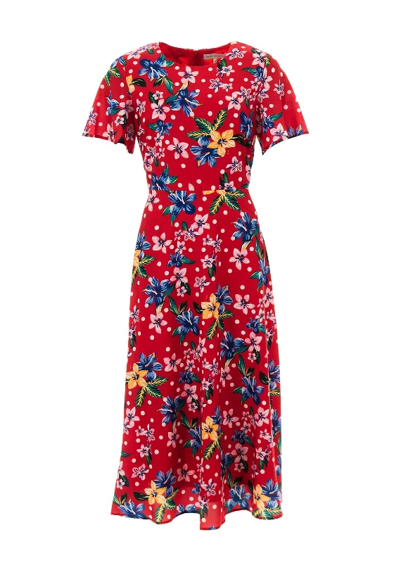 Price Reduction Seventy1 Floral & Dot Print Midi Dress, Red Multi