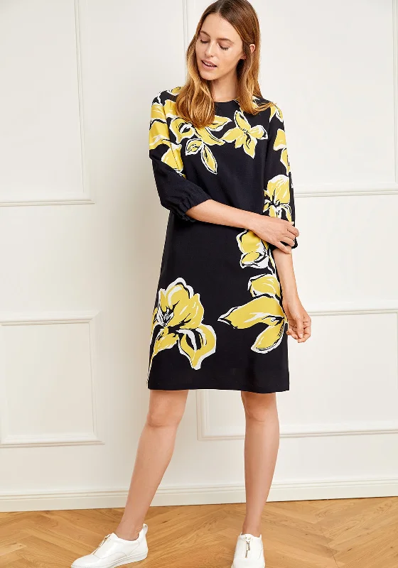 Super Sale Gerry Weber Floral Shift Dress, Black & Yellow