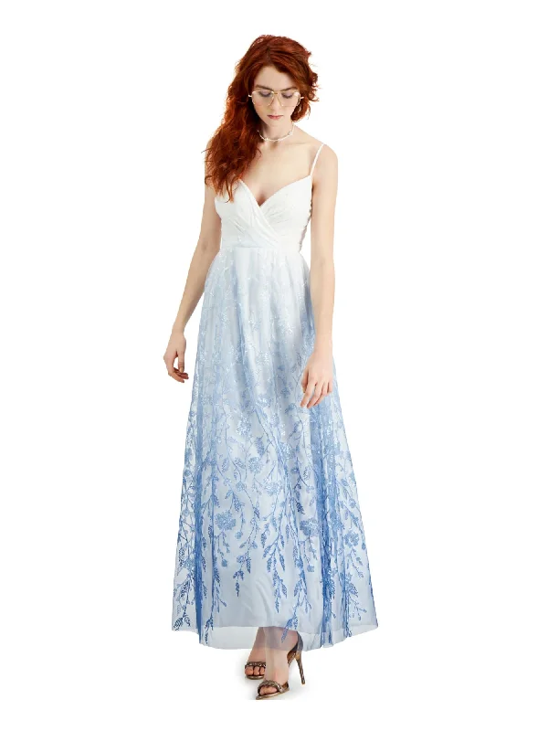 Limited Time TRIXXI Womens Beaded Ombre Spaghetti Strap V Neck Full-Length Formal Fit + Flare Dress Limited Time TRIXXI Womens Beaded Ombre Spaghetti Strap V Neck Full-Length Formal Fit + Flare Dress