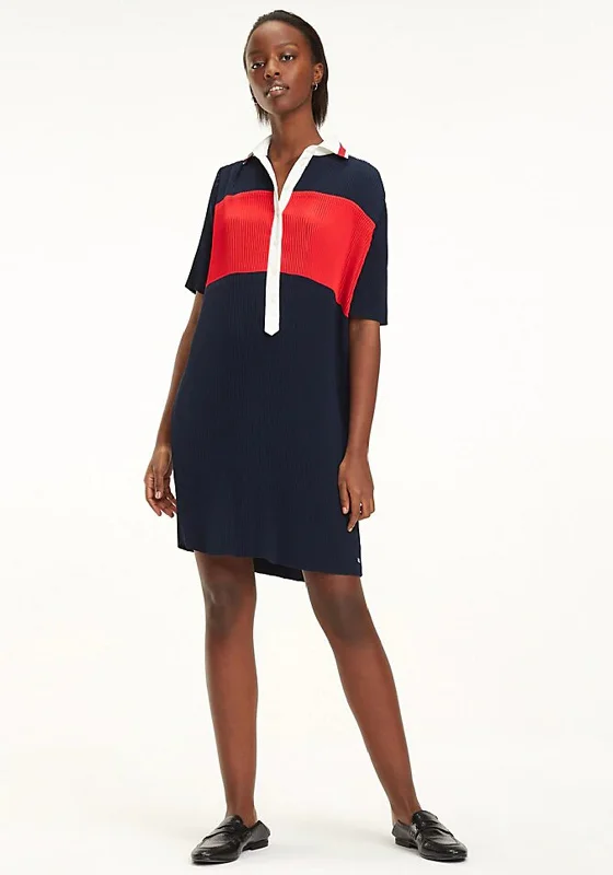 Exclusive Access Tommy Hilfiger Frances Pleated Polo Dress, Navy