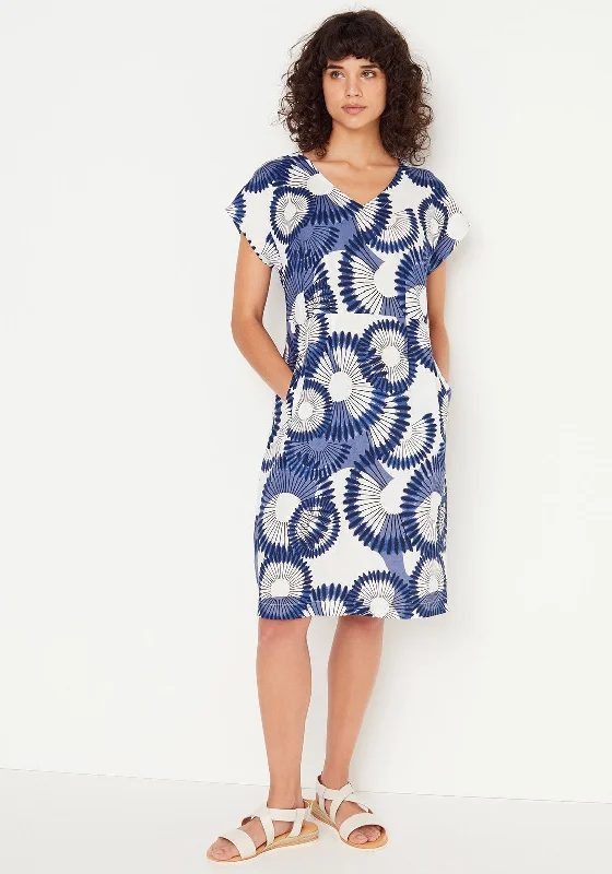 Savings Galore White Stuff Larna Printed Linen Dress, Blue & White