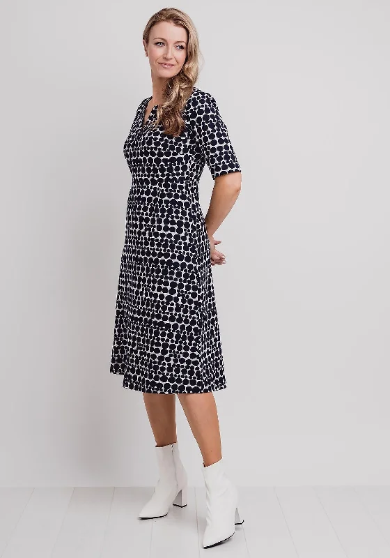Inventory Reduction White Stuff Isobel Spot Print Jersey Dress, Navy & White
