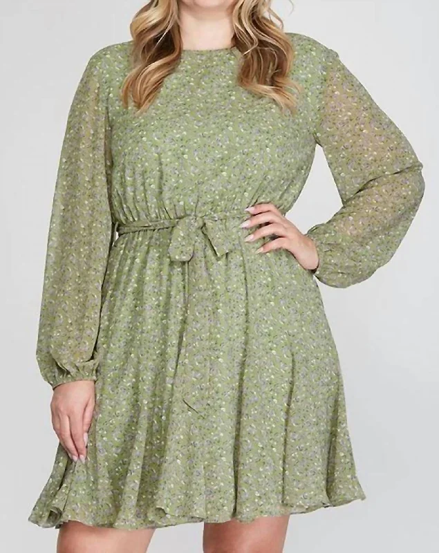 Online Exclusive Sage And Lavender Dress In Green