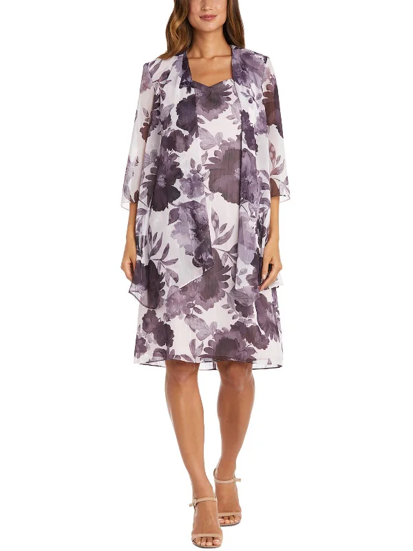 Inventory Reduction Womens Chiffon Metallic Two Piece Dress