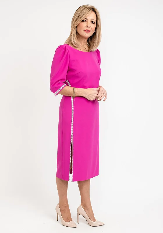 Great Bargains Gabriela Sanchez Crystal Detail Midi Dress, Fuchsia