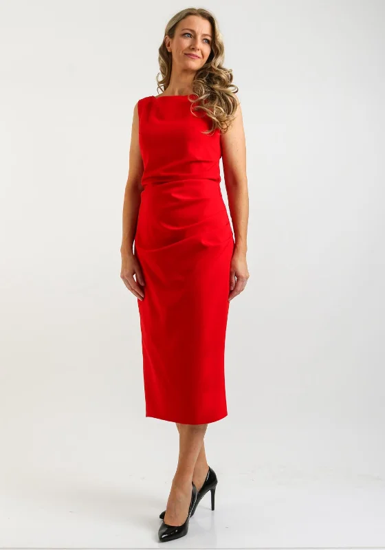 Grand Opening Sale Kevan Jon Alice Bodycon Midi Dress & Cape, Red