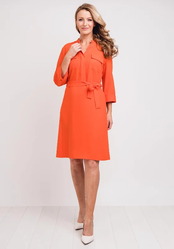 Instant Savings Gerry Weber Crepe Belted Shirt Dress, Orange
