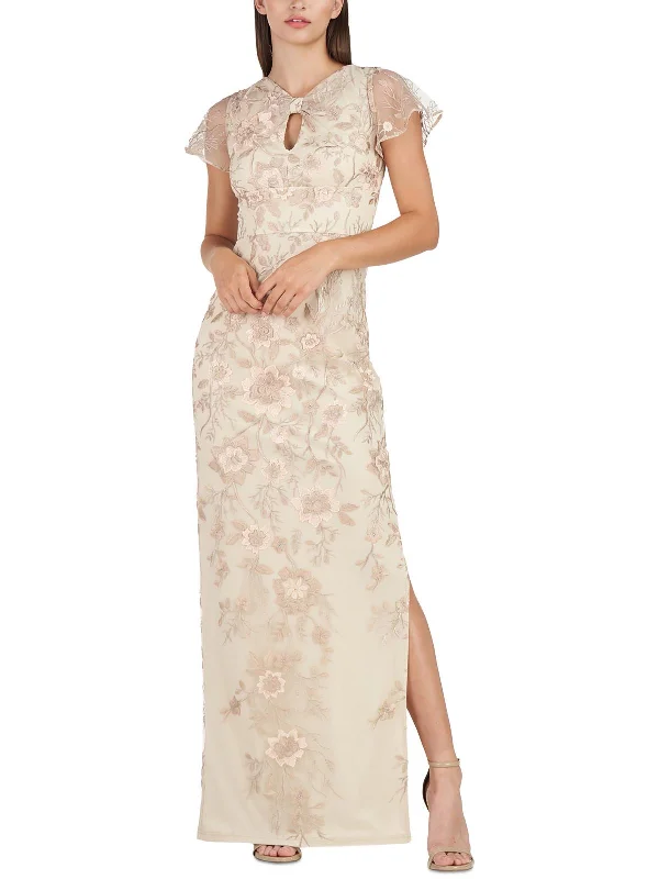 Deal Explosion Jordan Womens Mesh Embroidered Evening Dress
