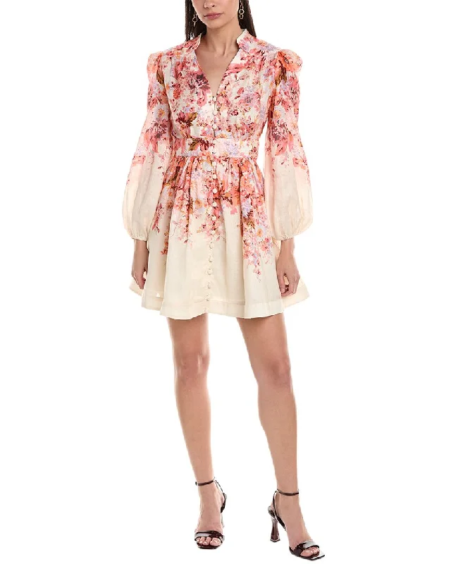 Exclusive Savings Zimmermann Devi Plunge Linen Mini Dress