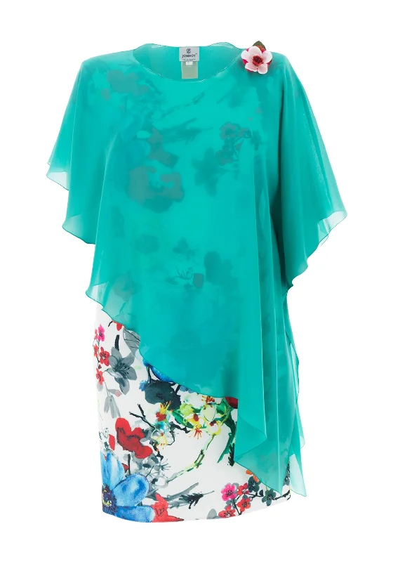 Bonus Savings Jomhoy Fatima Chiffon Overlay Floral Dress, Green Multi