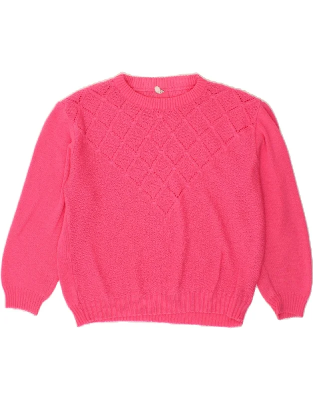 Must-Have Deals VINTAGE Womens Crew Neck Jumper Sweater UK 14 Medium Pink Acrylic