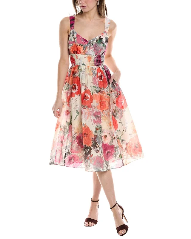Members Only Marchesa Notte Betony Silk-Blend Midi Dress