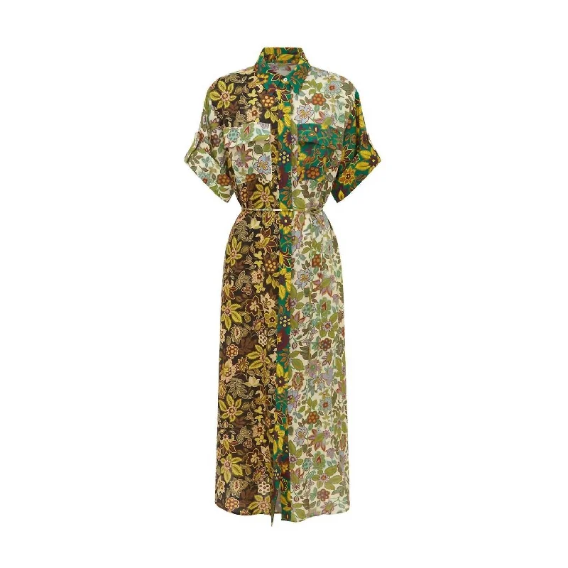 Crazy Deals Isabella Patchwork Shirtdress In Multi