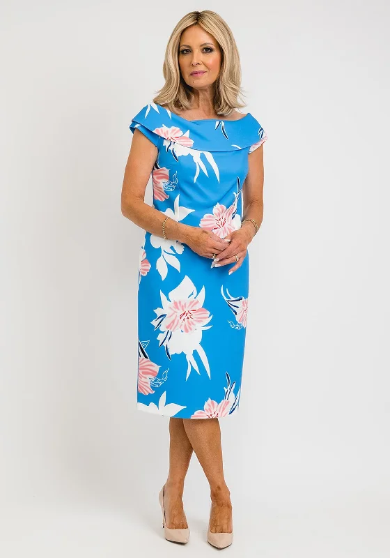 Price Meltdown Lizabella Lily Print Bardot Dress, Blue