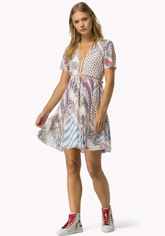 Best Seller Tommy Hilfiger Gigi Hadid Silk Chiffon Dress, Blue Multi