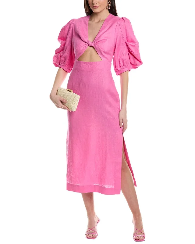 Act Now FARM Rio Cutout Linen Midi Dress