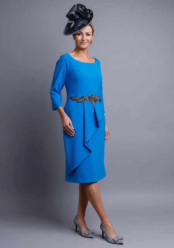 Deal Zone Claudia C Jerez Frill Trim Pencil Dress, Blue