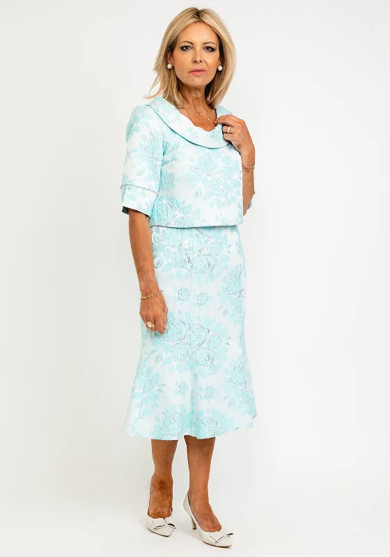 Super Sale Lizabella Metallic Floral Print Bolero & Dress, Mint