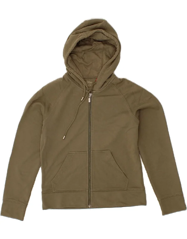 Mega Sale OLIVER Womens Zip Hoodie Sweater UK 14 Medium  Khaki Cotton