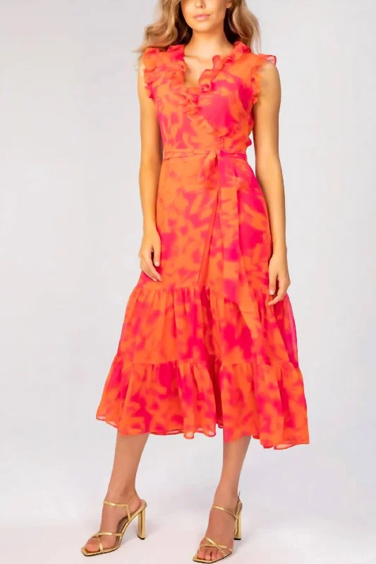 Markdowns Giselle Maxi Dress In Pink/orange