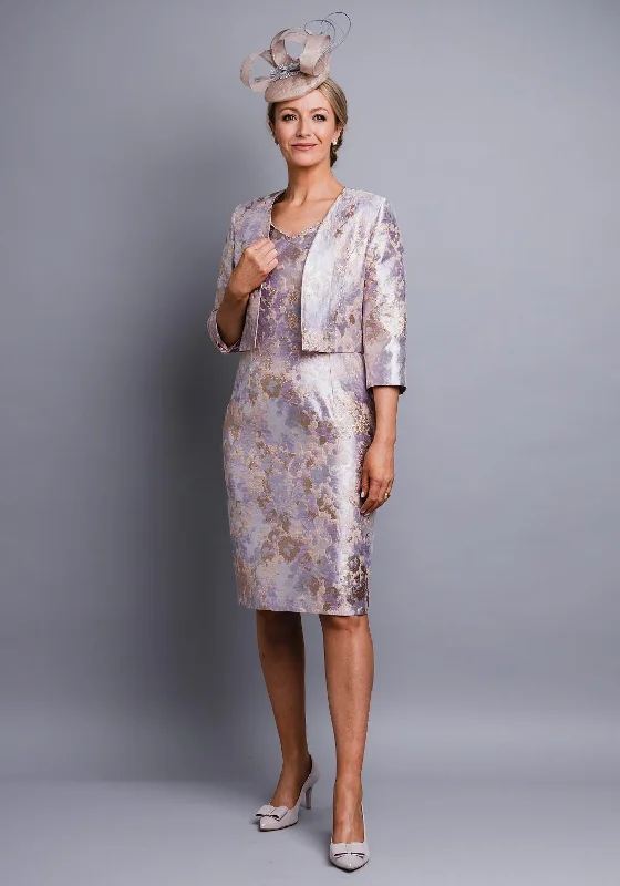 Stock Up and Save Lizabella Metallic Print Dress & Jacket, Lilac & Gold
