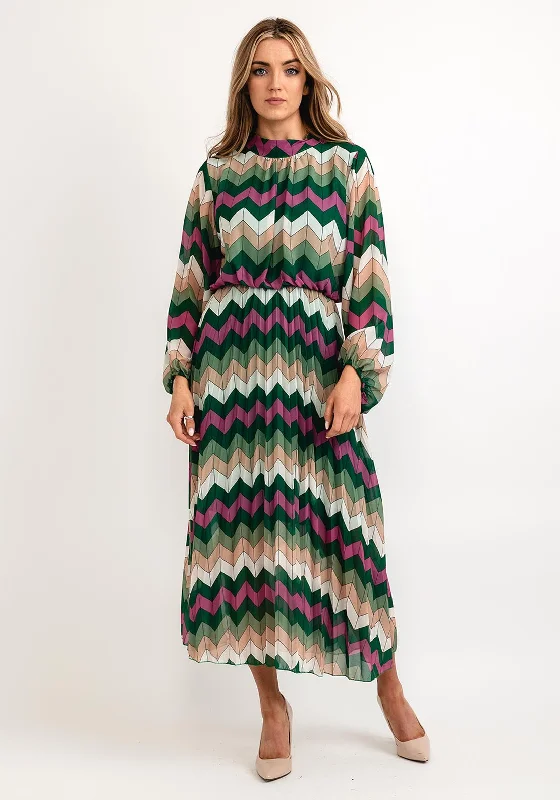 Exclusive Savings Seventy1 One Size Patterned Blouson Waist Midi Dress, Green Multi